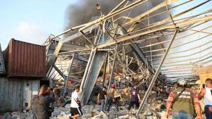 A large explosion rocked the Lebanese capital Beirut. The blast, which rattled entire buildings and broke glass, was felt in several parts of the city.(AFP) A large explosion rocked the Lebanese capital Beirut. The blast, which rattled entire buildings and broke glass, was felt in several parts of the city.(AFP)