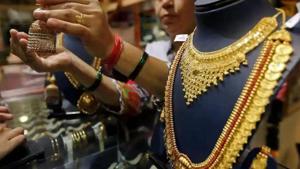 The precious yellow metal had closed at Rs 56,365 per 10 gram in the previous trade.(File photo for representation) The precious yellow metal had closed at Rs 56,365 per 10 gram in the previous trade.(File photo for representation)