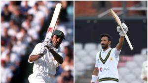Saeed Anwar (left) and Shan Masood (right) scored centuries against England in England as openers, 24 years apart from each other.(Twitter/PCB) Saeed Anwar (left) and Shan Masood (right) scored centuries against England in England as openers, 24 years apart from each other.(Twitter/PCB)