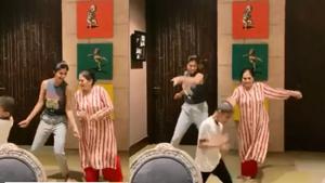 Shilpa Shetty dancing with her mother-in-law. Shilpa Shetty dancing with her mother-in-law.