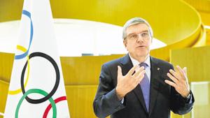 FILE PHOTO: Thomas Bach, President of the International Olympic Committee (IOC) attends an interview after the decision to postpone the Tokyo 2020 because of the coronavirus disease (COVID-19) outbreak, in Lausanne, Switzerland, March 25, 2020. REUTERS/Denis Balibouse/File Photo(REUTERS) FILE PHOTO: Thomas Bach, President of the International Olympic Committee (IOC) attends an interview after the decision to postpone the Tokyo 2020 because of the coronavirus disease (COVID-19) outbreak, in Lausanne, Switzerland, March 25, 2020. REUTERS/Denis Balibouse/File Photo(REUTERS)