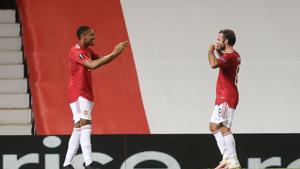 Soccer Football - Europa League - Round of 16 Second Leg - Manchester United v LASK Linz - Old Trafford, Manchester, Britain - August 5, 2020 Manchester United's Anthony Martial celebrates scoring their second goal with Juan Mata.(REUTERS) Soccer Football - Europa League - Round of 16 Second Leg - Manchester United v LASK Linz - Old Trafford, Manchester, Britain - August 5, 2020 Manchester United's Anthony Martial celebrates scoring their second goal with Juan Mata.(REUTERS)