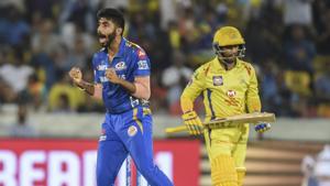 Mumbai Indians (MI) player Jasprit Bumrah with his teammates celebrate the wicket of CSK player Ambati Rayudu during the IPL final match between Mumbai Indians and CSK at Rajiv Gandhi International Cricket Stadium in Hyderabad.(Kunal Patil/HT Photo) Mumbai Indians (MI) player Jasprit Bumrah with his teammates celebrate the wicket of CSK player Ambati Rayudu during the IPL final match between Mumbai Indians and CSK at Rajiv Gandhi International Cricket Stadium in Hyderabad.(Kunal Patil/HT Photo)