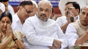 Home Minister Amit Shah remembered Sushma Swaraj on her first death anniversary(Hindustan Times/File Photo) Home Minister Amit Shah remembered Sushma Swaraj on her first death anniversary(Hindustan Times/File Photo)