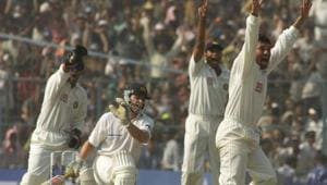 15 Mar 2001: Sachin Tendulkar of India claims the wicket of Adam Gilchrist of Australia LBW, during day five of the 2nd Test between India and Australia played at Eden Gardens, Calcutta, India.(Getty Images) 15 Mar 2001: Sachin Tendulkar of India claims the wicket of Adam Gilchrist of Australia LBW, during day five of the 2nd Test between India and Australia played at Eden Gardens, Calcutta, India.(Getty Images)