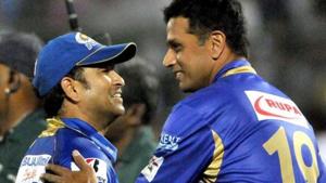 Mumbai Indians batsman Sachin Tendulkar and Rajasthan Royals captain Rahul Dravid Mumbai Indians batsman Sachin Tendulkar and Rajasthan Royals captain Rahul Dravid