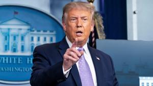 US President Donald Trump addresses a coronavirus disease (Covid-19) pandemic briefing in the Brady Press Briefing Room of the White House in Washington, US on August 5, 2020.(Reuters Photo) US President Donald Trump addresses a coronavirus disease (Covid-19) pandemic briefing in the Brady Press Briefing Room of the White House in Washington, US on August 5, 2020.(Reuters Photo)