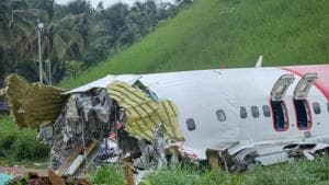 The Air India Express flight with 190 on board overshot and fell 50 metres off the end of the runway at the Kozhikode airport in treacherous conditions on Friday, breaking into two — making it one of the deadliest commercial aviation disasters in the country in nearly 10 years.(PTI Photo)