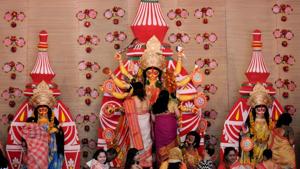 The office bearer of one of the puja committees said that as maintaining physical distance is mandatory, they had to think of a concept that would avoid crowding near the pandals.(HT File Photo) The office bearer of one of the puja committees said that as maintaining physical distance is mandatory, they had to think of a concept that would avoid crowding near the pandals.(HT File Photo)