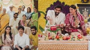 Rana Daggubati and Miheeka Bajaj took part in a Satyanarayan puja after their wedding. Rana Daggubati and Miheeka Bajaj took part in a Satyanarayan puja after their wedding.