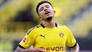 Borussia Dortmund’s Jadon Sancho reacts.(Reuters) Borussia Dortmund’s Jadon Sancho reacts.(Reuters)