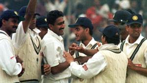 File image of Anil Kumble celebrating with Indian team.(AFP) File image of Anil Kumble celebrating with Indian team.(AFP)