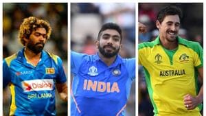 File image of Lasith Malinga, Jasprit Bumrah and Mitchell Starc.(Getty Images/File/HT Collage) File image of Lasith Malinga, Jasprit Bumrah and Mitchell Starc.(Getty Images/File/HT Collage)