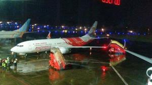 The Boeing 737 jet, on a Vande Bharat mission as flight AIX 1344 from Dubai was bringing in Indians who were stranded abroad due to the Covid-19 pandemic, met with an accident while landing at the Kozhikode airport in treacherous conditions last Friday. (HT photo) The Boeing 737 jet, on a Vande Bharat mission as flight AIX 1344 from Dubai was bringing in Indians who were stranded abroad due to the Covid-19 pandemic, met with an accident while landing at the Kozhikode airport in treacherous conditions last Friday. (HT photo)