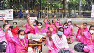 The protesters, however, claimed they had got permits from authorities concerned.(PTI) The protesters, however, claimed they had got permits from authorities concerned.(PTI)