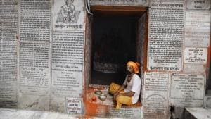 A sadhu rests at Hanuman Garhi Mandir in Ayodhya, in the Indian state of Uttar Pradesh.(AP) A sadhu rests at Hanuman Garhi Mandir in Ayodhya, in the Indian state of Uttar Pradesh.(AP)