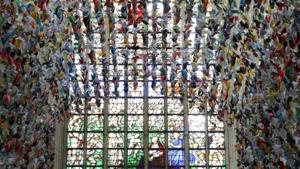 An art installation made of 20,325 origamis called "Origami For Life" by Belgian designer and artist Charles Kaisin is pictured at the Cathedral of St. Michael and St. Gudula, which aims to raise donations for a Belgian hospital in its fight against the coronavirus disease (COVID-19) pandemic, in Brussels, Belgium. (REUTERS/Yves Herman) An art installation made of 20,325 origamis called "Origami For Life" by Belgian designer and artist Charles Kaisin is pictured at the Cathedral of St. Michael and St. Gudula, which aims to raise donations for a Belgian hospital in its fight against the coronavirus disease (COVID-19) pandemic, in Brussels, Belgium. (REUTERS/Yves Herman)