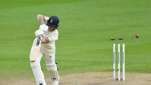 Cricket - First Test - England v Pakistan - Emirates Old Trafford, Manchester, Britain - August 6, 2020 England's Ben Stokes is bowled by Pakistan's Mohammad Abbas, as play resumes behind closed doors following the outbreak of the coronavirus disease (COVID-19) Dan Mullan/Pool via REUTERS(REUTERS) Cricket - First Test - England v Pakistan - Emirates Old Trafford, Manchester, Britain - August 6, 2020 England's Ben Stokes is bowled by Pakistan's Mohammad Abbas, as play resumes behind closed doors following the outbreak of the coronavirus disease (COVID-19) Dan Mullan/Pool via REUTERS(REUTERS)