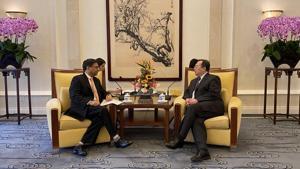 Indian Ambassador to China, Vikram Misri with Liu Jianchao, Deputy Director of the Office of the Communist Party of China Central Committee Foreign Affairs Commission in a meeting.(EOIBeijing) Indian Ambassador to China, Vikram Misri with Liu Jianchao, Deputy Director of the Office of the Communist Party of China Central Committee Foreign Affairs Commission in a meeting.(EOIBeijing)