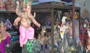 In Surat, Lord Ganesha’s idol can be seen as a coronavirus killer.(ANI) In Surat, Lord Ganesha’s idol can be seen as a coronavirus killer.(ANI)