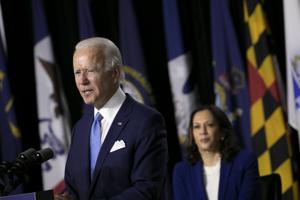 Former Vice President Joe Biden, presumptive Democratic presidential nominee, speaks as Senator Kamala Harris, presumptive Democratic vice presidential nominee, right, listens during a campaign event in Wilmington, Delaware, US.(Bloomberg) Former Vice President Joe Biden, presumptive Democratic presidential nominee, speaks as Senator Kamala Harris, presumptive Democratic vice presidential nominee, right, listens during a campaign event in Wilmington, Delaware, US.(Bloomberg)