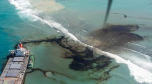 A general view shows the bulk carrier ship MV Wakashio, that ran aground on a reef, at Riviere des Creoles, Mauritius, in this handout image obtained by Reuters on August 11, 2020.(via REUTERS)