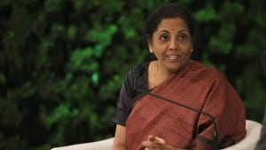 Nirmala Sitharaman, Minister of Finance during the Hindustan Times Leadership Summit at Taj Palace in New Delhi.(Raj K Raj/HT PHOTO) Nirmala Sitharaman, Minister of Finance during the Hindustan Times Leadership Summit at Taj Palace in New Delhi.(Raj K Raj/HT PHOTO)