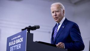 Democratic presidential candidate former Vice President Joe Biden speaks at a campaign event at the William Democratic presidential candidate former Vice President Joe Biden speaks at a campaign event at the William