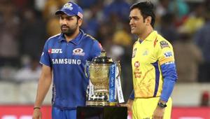 Rohit Sharma of the Mumbai Indians and MS Dhoni of the Chennai Super Kings are seen at the coin toss during the Indian Premier League Final match at Rajiv Gandhi International Cricket Stadium on May 12, 2019 in Hyderabad.(Getty Images) Rohit Sharma of the Mumbai Indians and MS Dhoni of the Chennai Super Kings are seen at the coin toss during the Indian Premier League Final match at Rajiv Gandhi International Cricket Stadium on May 12, 2019 in Hyderabad.(Getty Images)