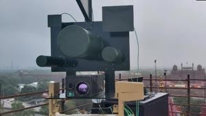 DRDO’s anti-drone system stationed near the Red Fort on Saturday.(ANI Photo) DRDO’s anti-drone system stationed near the Red Fort on Saturday.(ANI Photo)