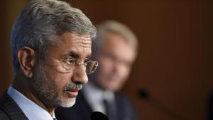 India's Minister of External Affairs Subrahmanyam Jaishankar speaks during a news conference with his Finnish counterpart in Helsinki, Finland.(REUTERS) India's Minister of External Affairs Subrahmanyam Jaishankar speaks during a news conference with his Finnish counterpart in Helsinki, Finland.(REUTERS)