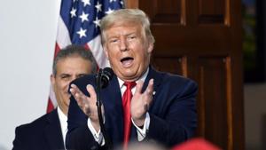President Donald Trump speaks during an event Trump National Golf Club on Friday.(AP Photo) President Donald Trump speaks during an event Trump National Golf Club on Friday.(AP Photo)