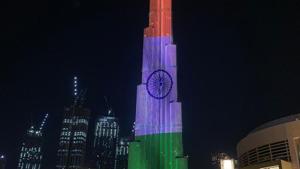 World’s tallest building all lit up for Indian Independence Day(Instgram @travel__connoistre) World’s tallest building all lit up for Indian Independence Day(Instgram @travel__connoistre)