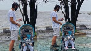 Arjun Rampal enjoying a walk with son Arik. Arjun Rampal enjoying a walk with son Arik.