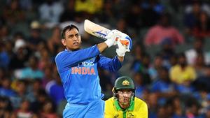 MS Dhoni bats during game two of the One Day International series between Australia and India at Adelaide Oval.(Getty Images) MS Dhoni bats during game two of the One Day International series between Australia and India at Adelaide Oval.(Getty Images)