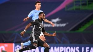 Lyon's French forward Moussa Dembele reacts after scoring his team's second goal during the UEFA Champions League quarter-final football match between Manchester City and Lyon at the Jose Alvalade stadium in Lisbon on August 15, 2020. (Photo by FRANCK FIFE / POOL / AFP)(AFP) Lyon's French forward Moussa Dembele reacts after scoring his team's second goal during the UEFA Champions League quarter-final football match between Manchester City and Lyon at the Jose Alvalade stadium in Lisbon on August 15, 2020. (Photo by FRANCK FIFE / POOL / AFP)(AFP)