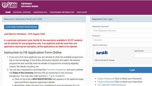 IGNOU further extends admission deadline for July session till August 31.(Screengrab) IGNOU further extends admission deadline for July session till August 31.(Screengrab)