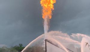 The capping Blow Out Preventer (BOP) stack was placed successfully over the well head at Baghjan on Monday, August 17, 2020.(Photo Credit: Oil India Limited) The capping Blow Out Preventer (BOP) stack was placed successfully over the well head at Baghjan on Monday, August 17, 2020.(Photo Credit: Oil India Limited)