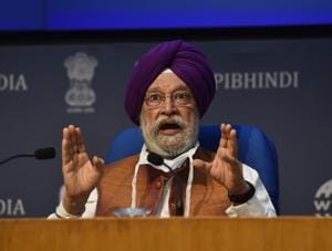 Civil Aviation Minister, Hardeep Singh Puri during a press conference at National Media Centre, in New Delhi.(Sanjeev Verma/HT PHOTO) Civil Aviation Minister, Hardeep Singh Puri during a press conference at National Media Centre, in New Delhi.(Sanjeev Verma/HT PHOTO)