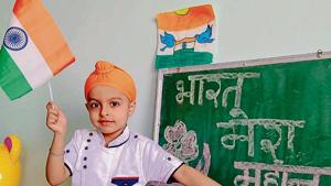 A student of the British School, Mohali, waving the national flag during the Independence Day celebrations. A student of the British School, Mohali, waving the national flag during the Independence Day celebrations.