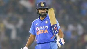 India's Rohit Sharma raises his bat. File image.(AP) India's Rohit Sharma raises his bat. File image.(AP)