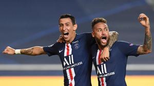 Soccer Football - Champions League - Semi Final - RB Leipzig v Paris St Germain - Estadio da Luz, Lisbon, Portugal - August 18, 2020 Paris St Germain's Angel Di Maria celebrates scoring their second goal with Neymar.(REUTERS) Soccer Football - Champions League - Semi Final - RB Leipzig v Paris St Germain - Estadio da Luz, Lisbon, Portugal - August 18, 2020 Paris St Germain's Angel Di Maria celebrates scoring their second goal with Neymar.(REUTERS)