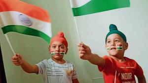 Tiny tots of BCM Arya School, Lalton, Ludhiana, holding the national flag during virtual celebrations. Tiny tots of BCM Arya School, Lalton, Ludhiana, holding the national flag during virtual celebrations.