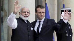 Prime Minister Narendra Modi with his French counterpart Emmanuel Macron.(AP file photo) Prime Minister Narendra Modi with his French counterpart Emmanuel Macron.(AP file photo)