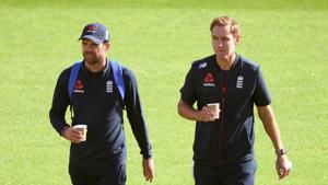 England's James Anderson and Stuart Broad during nets.(REUTERS) England's James Anderson and Stuart Broad during nets.(REUTERS)