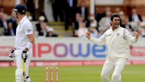 India's Mahendra Singh Dhoni celebrates after initially dismissing England's Kevin Pietersen's before the decision was reversed by the third umpire during the first cricket test match at Lord's cricket ground in London. India's Mahendra Singh Dhoni celebrates after initially dismissing England's Kevin Pietersen's before the decision was reversed by the third umpire during the first cricket test match at Lord's cricket ground in London.