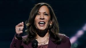 Senator from California and Democratic vice presidential nominee Kamala Harris speaks at the Democratic National Convention, being held virtually amid the coronavirus pandemic at the Chase Center in Wilmington, Delaware.(AFP PHOTO.) Senator from California and Democratic vice presidential nominee Kamala Harris speaks at the Democratic National Convention, being held virtually amid the coronavirus pandemic at the Chase Center in Wilmington, Delaware.(AFP PHOTO.)