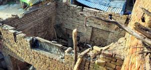 The house after its roof collapsed in the Jammu Basti area of Abohar town, on Friday.(HT Photo) The house after its roof collapsed in the Jammu Basti area of Abohar town, on Friday.(HT Photo)