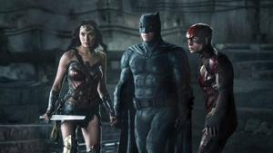 Gal Gadot, Ben Affleck and Ezra Miller in a still from Justice League. Gal Gadot, Ben Affleck and Ezra Miller in a still from Justice League.