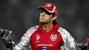 Kings XI Punjab's Adam Gilchrist reacts to his bowler James Faulkner, (unseen) during their IPL-5 match against Rajasthan Royals in Jaipur.(PTI Photo) Kings XI Punjab's Adam Gilchrist reacts to his bowler James Faulkner, (unseen) during their IPL-5 match against Rajasthan Royals in Jaipur.(PTI Photo)